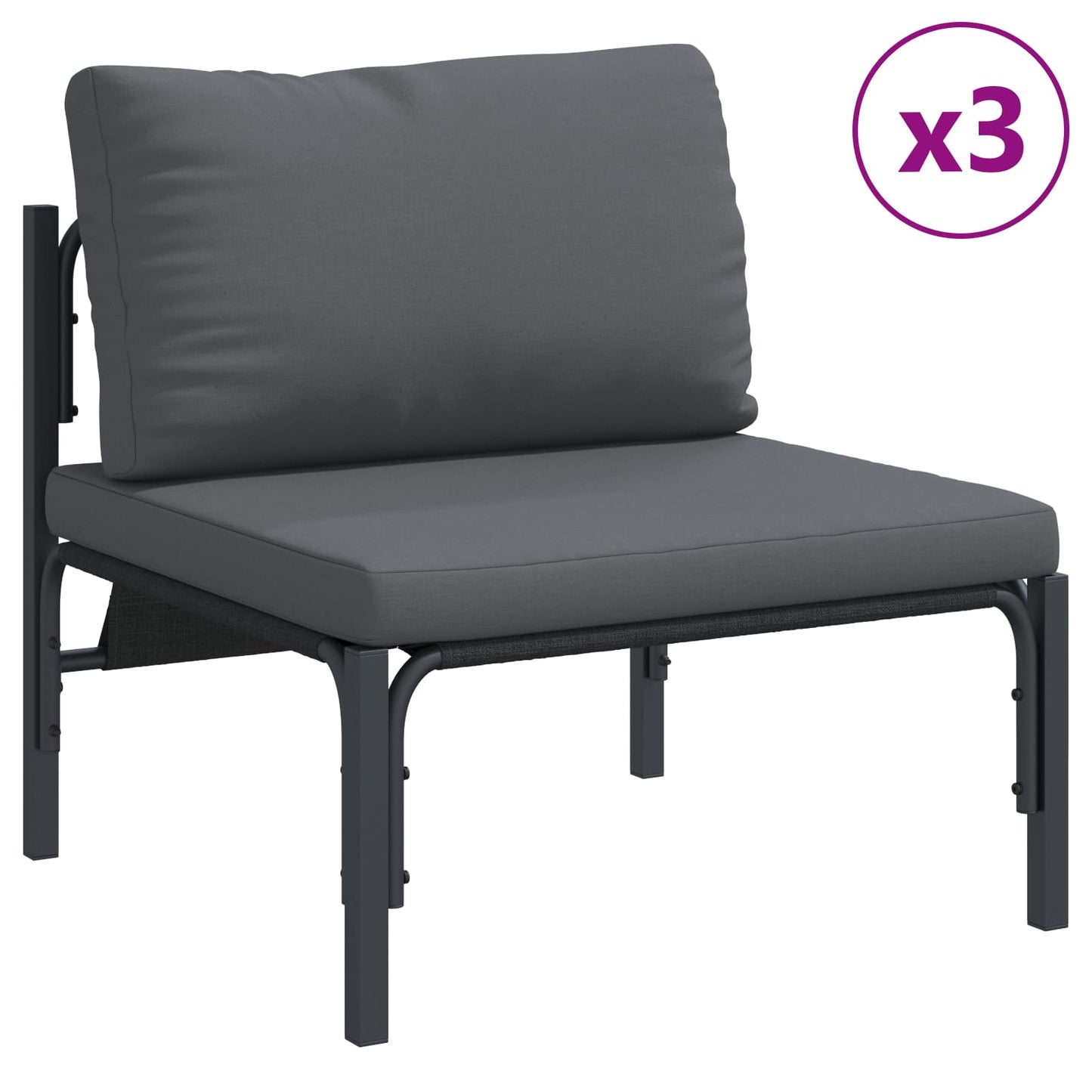 Kerti Kanapé Szett párnával 6 pcs Fekete Acél
