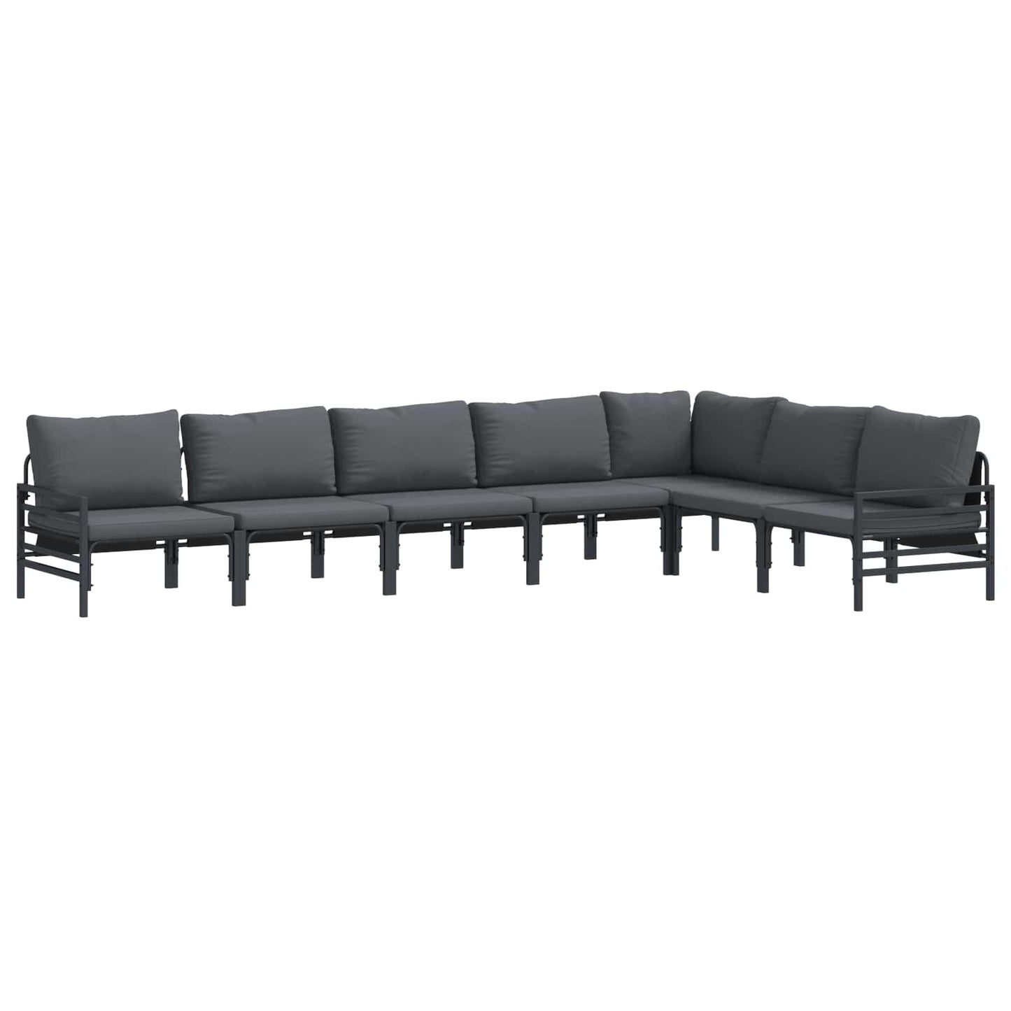 Kerti Kanapé Szett párnával 7 pcs Fekete Acél