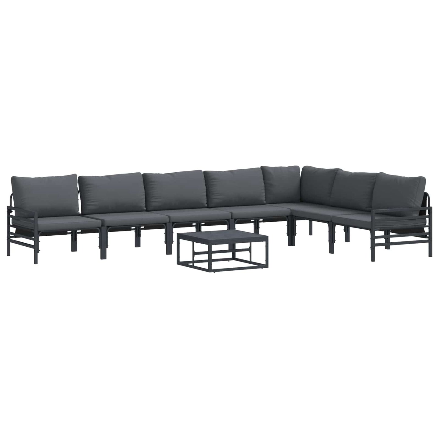 Kerti Kanapé Szett párnával 8 pcs Fekete Acél
