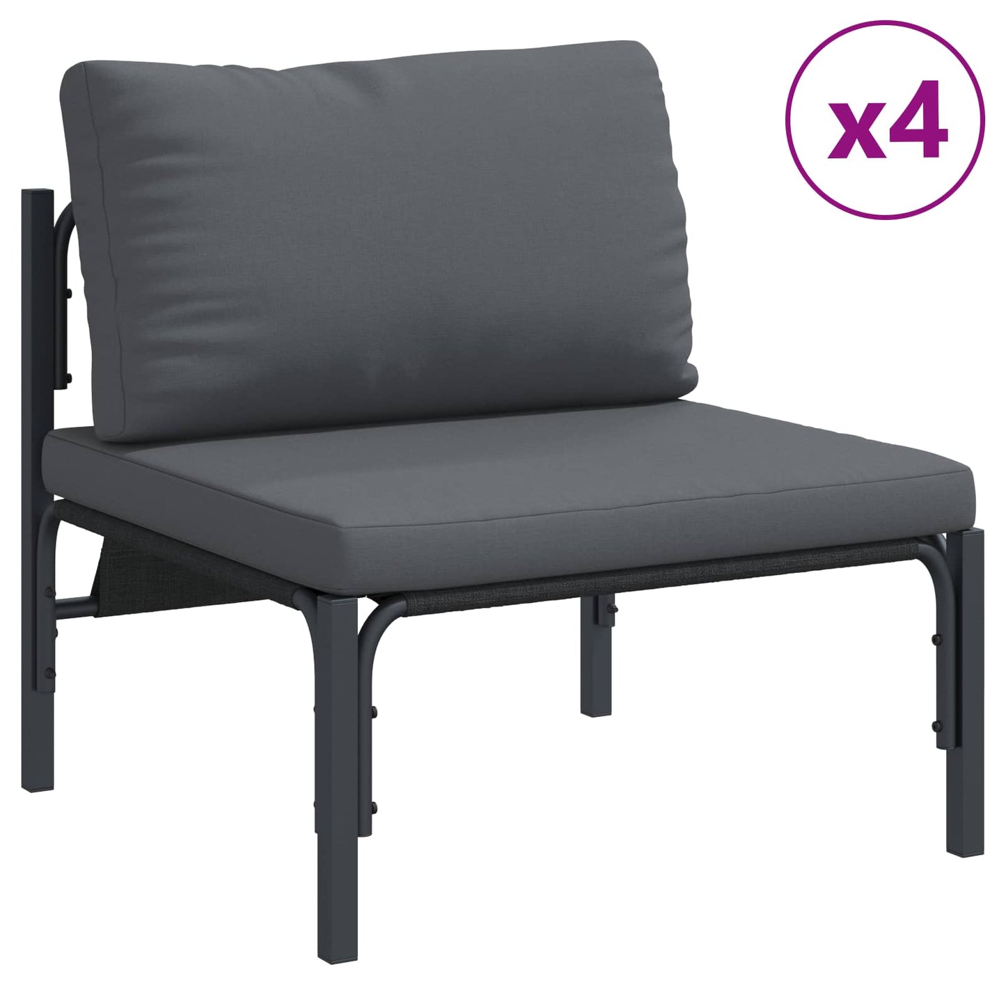 Kerti Kanapé Szett párnával 8 pcs Fekete Acél