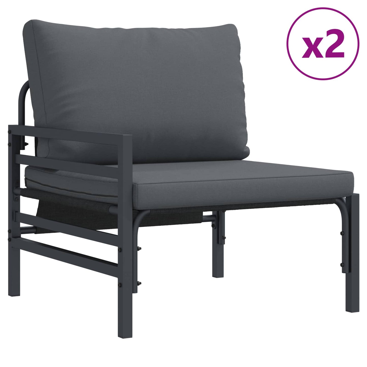 Kerti Kanapé Szett párnával 8 pcs Fekete Acél