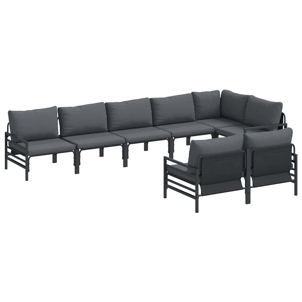 Kerti Kanapé Szett párnával 8 pcs Fekete Acél