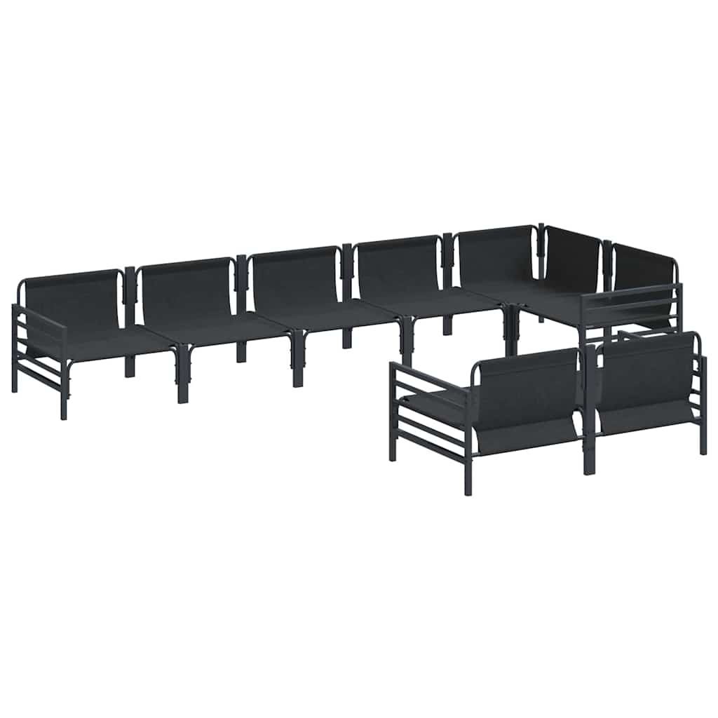 Kerti Kanapé Szett párnával 8 pcs Fekete Acél