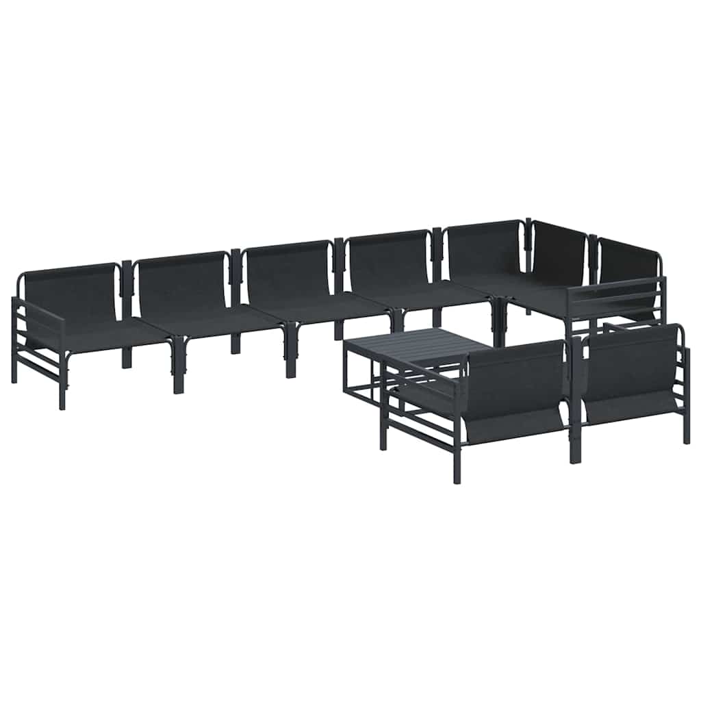Kerti Kanapé Szett párnával 9 pcs Fekete Acél