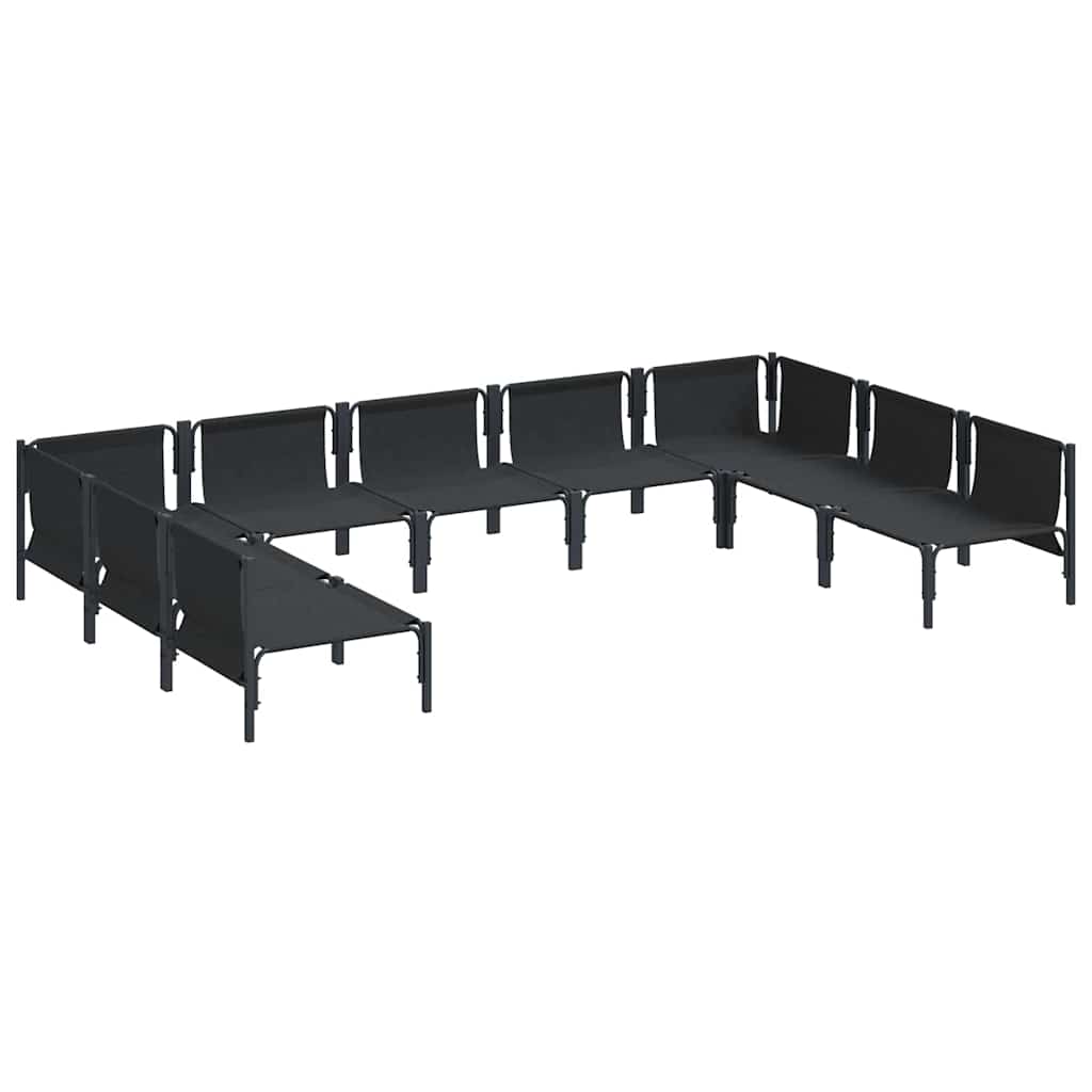 Kerti Kanapé Szett párnával 9 pcs Fekete Acél