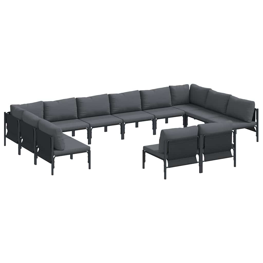 Kerti Kanapé Szett párnával 12 pcs Fekete Acél