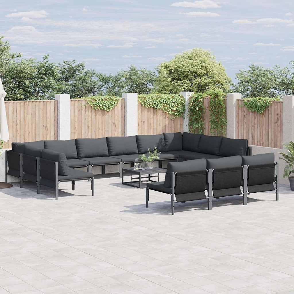 Kerti Kanapé Szett párnával 13 pcs Fekete Acél