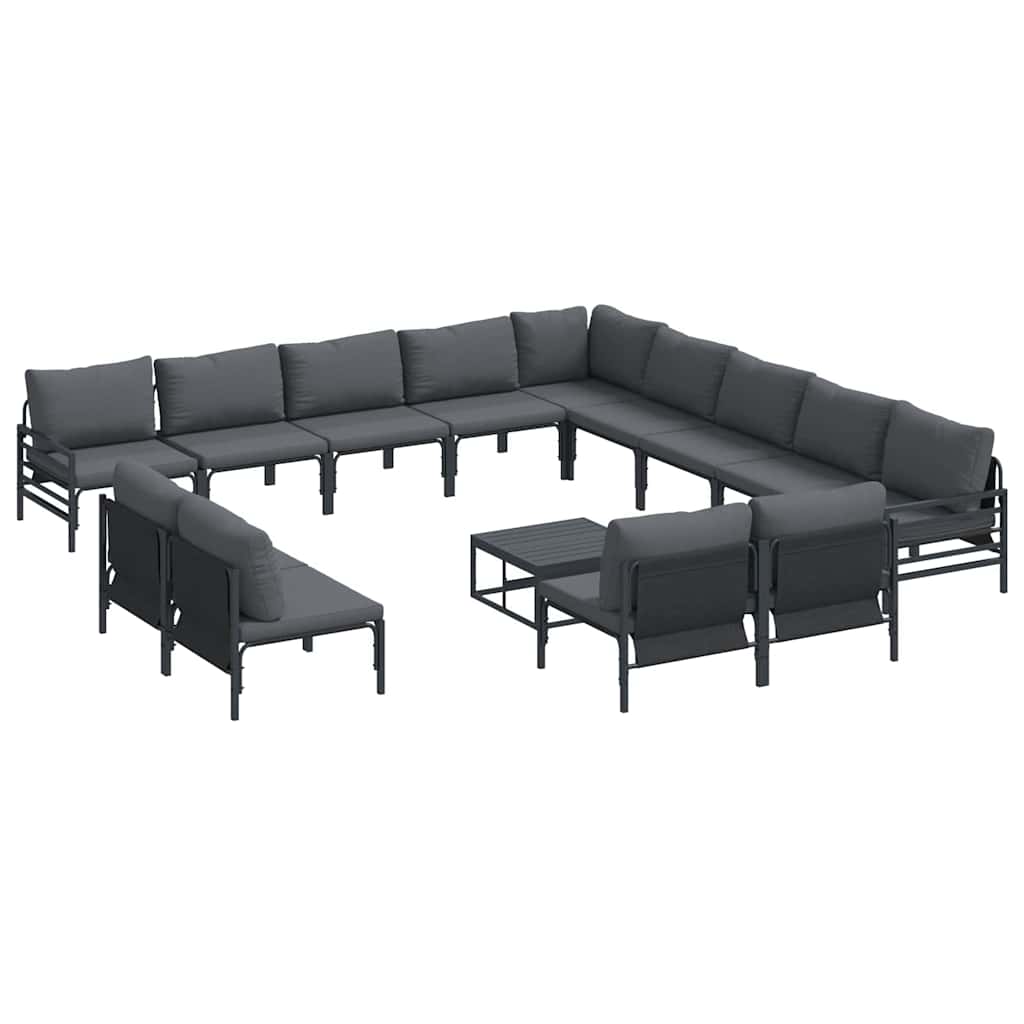 Kerti Kanapé Szett párnával 14 pcs Fekete Acél