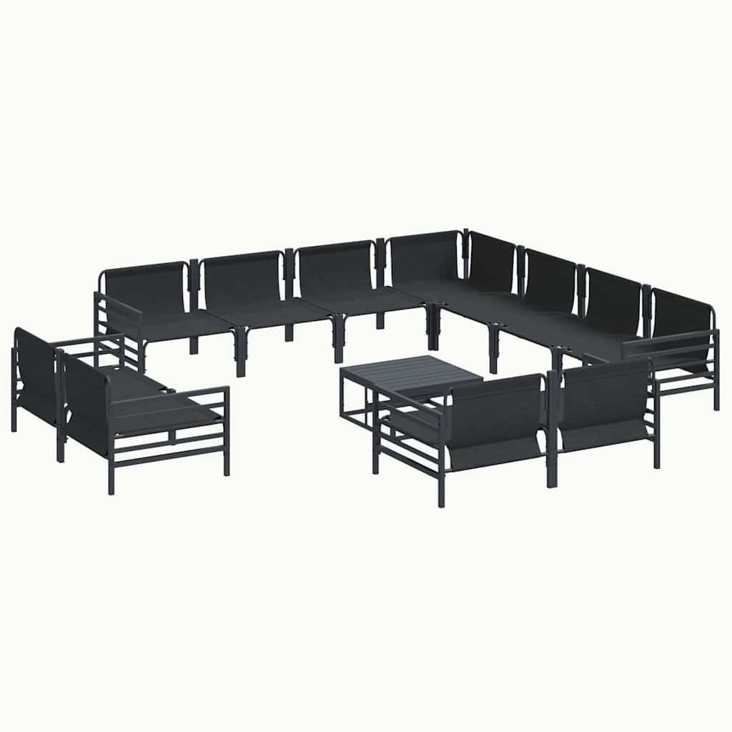 Kerti Kanapé Szett párnával 12 pcs Fekete Acél