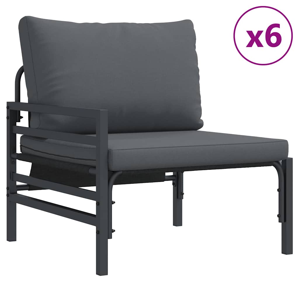 Kerti Kanapé Szett párnával 13 pcs Fekete Acél