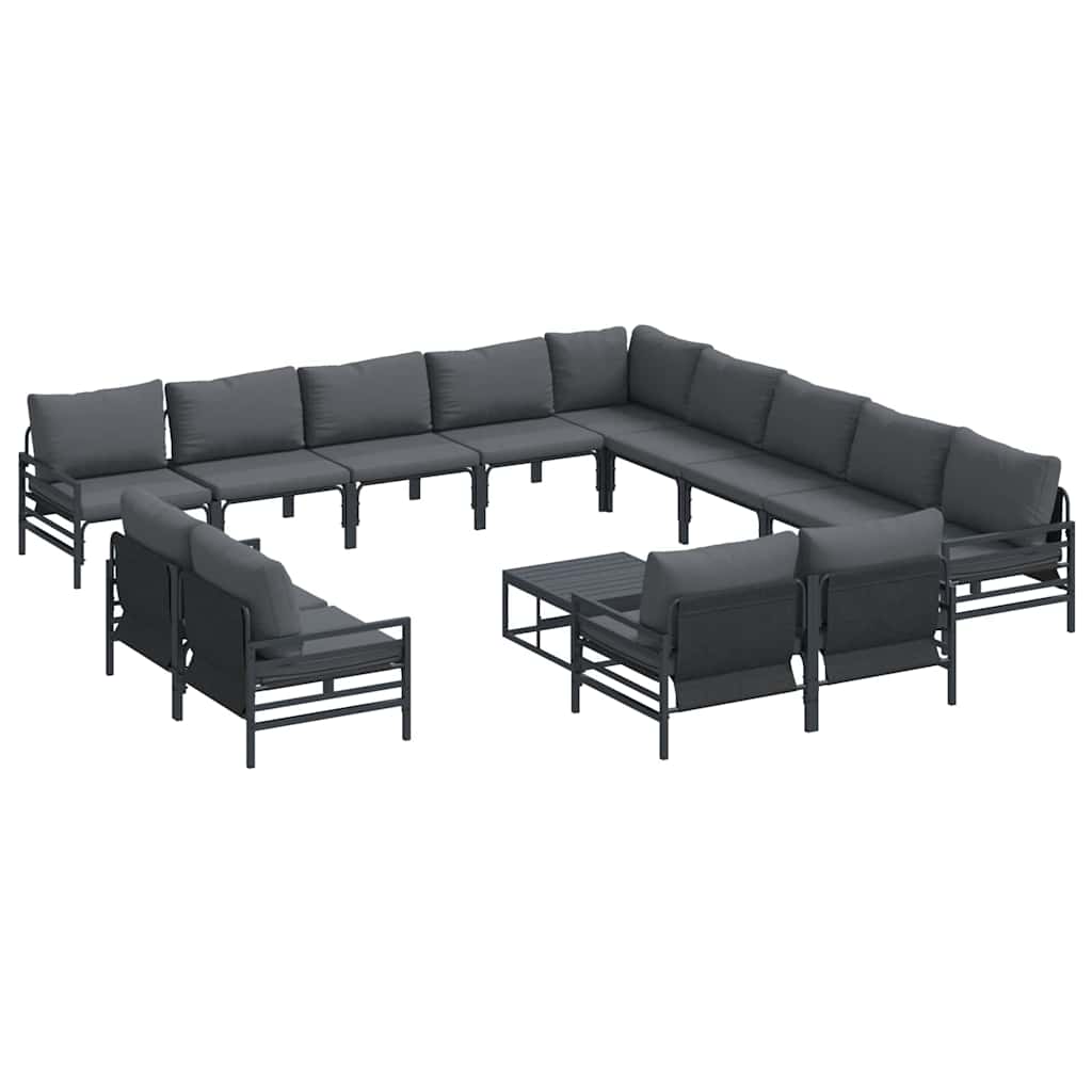 Kerti Kanapé Szett párnával 14 pcs Fekete Acél