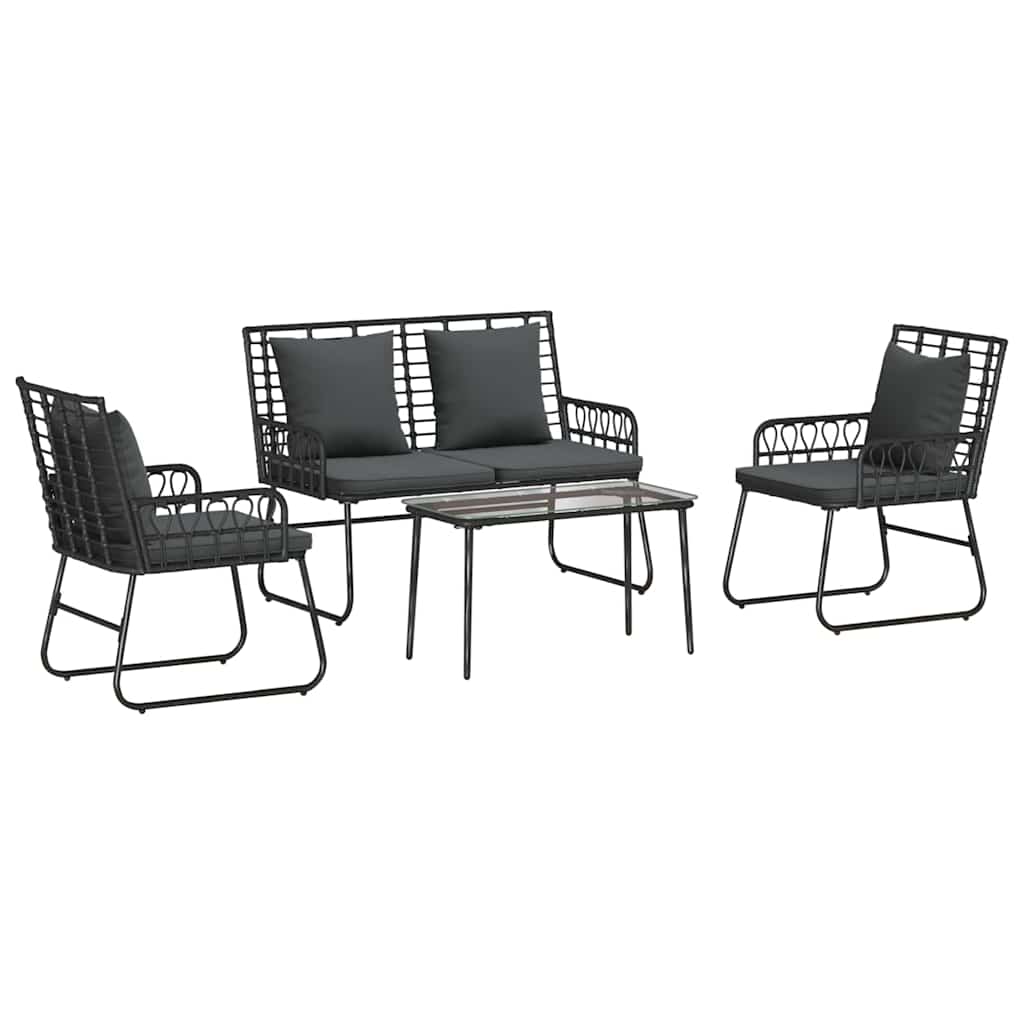 Kerti Bútor Szett párnával 4 pcs Fekete és Antracit polirattan