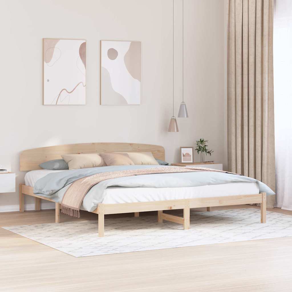 Ágykeret fejtámlával Természetes 200 x 200 cm Tömör fenyőfa