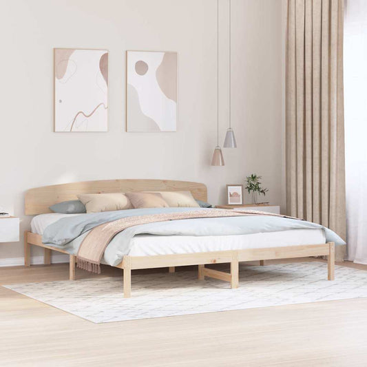 Ágykeret fejtámlával Természetes 200 x 200 cm Tömör fenyőfa