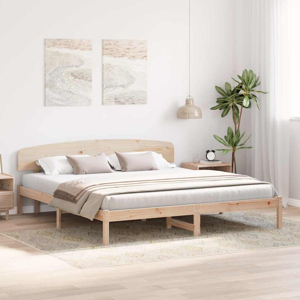Ágykeret fejtámlával Természetes 200 x 200 cm Tömör fenyőfa