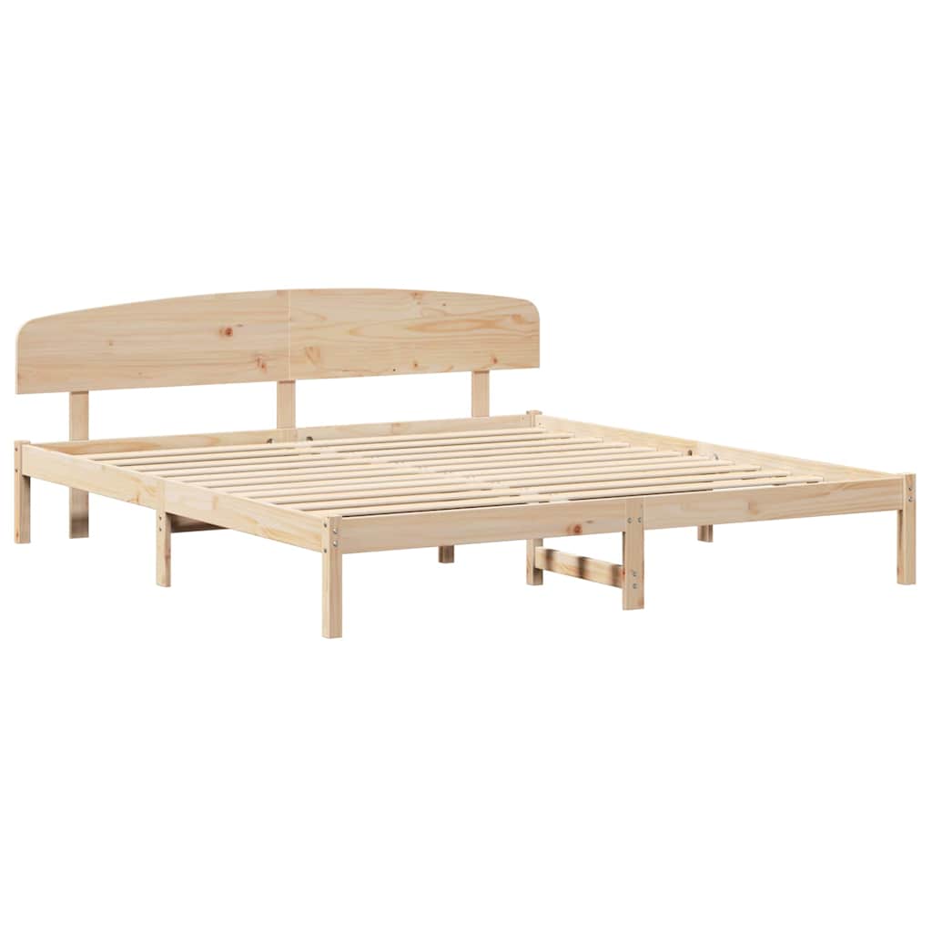Ágykeret fejtámlával Természetes 200 x 200 cm Tömör fenyőfa