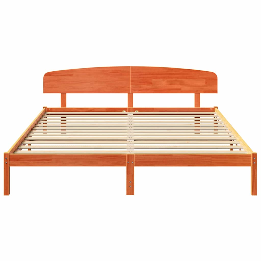 Ágykeret fejtámlával Faggyú barna 200 x 200 cm Tömör fenyőfa