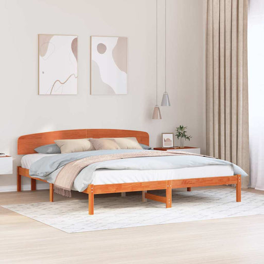 Ágykeret fejtámlával Faggyú barna 180 x 200 cm Tömör fenyőfa