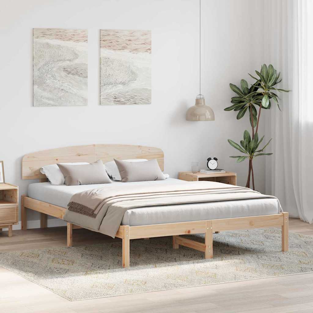 Ágykeret fejtámlával Természetes 160 x 200 cm Tömör fenyőfa
