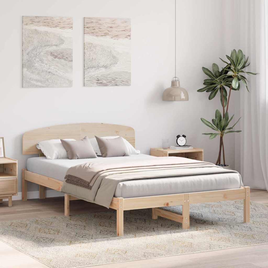 Ágykeret fejtámlával Természetes 120 x 200 cm Tömör fenyőfa
