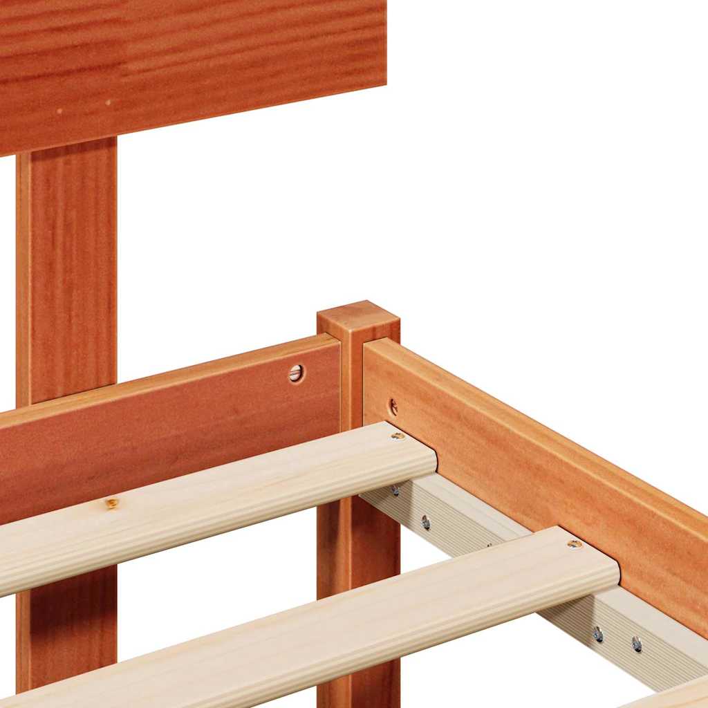 Ágykeret fejtámlával Faggyú barna 140 x 190 cm Tömör fenyőfa