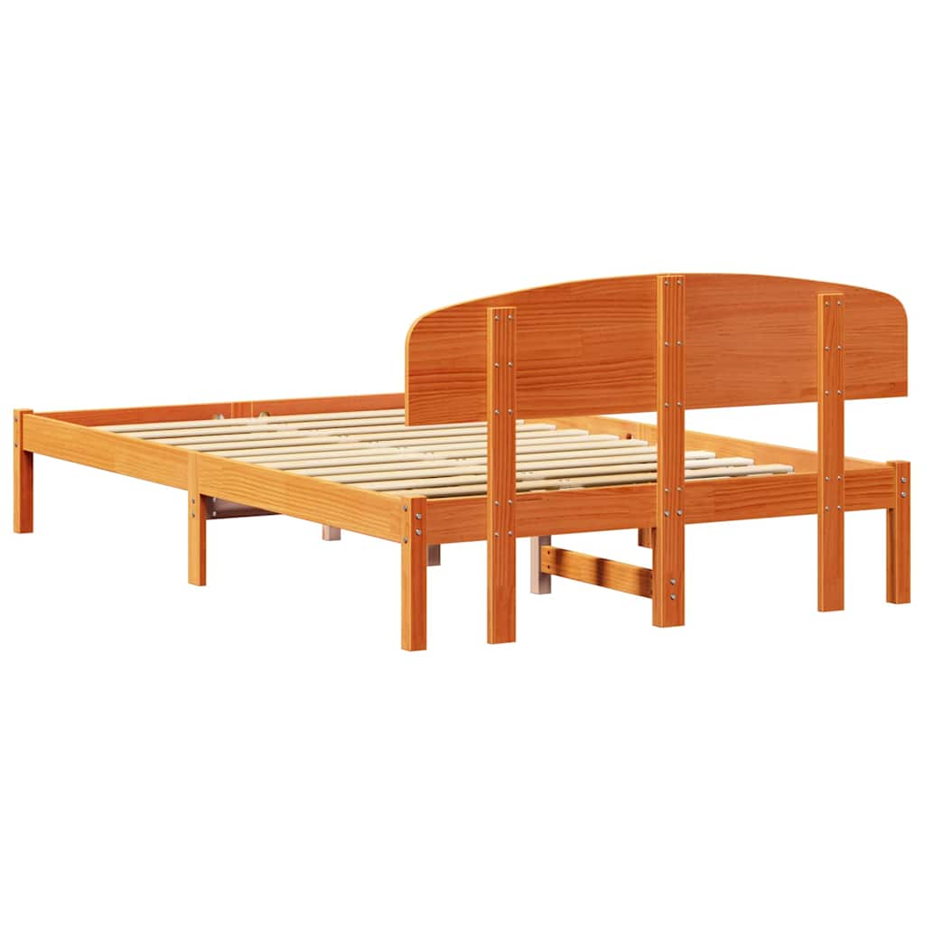 Ágykeret fejtámlával Faggyú barna 140 x 190 cm Tömör fenyőfa