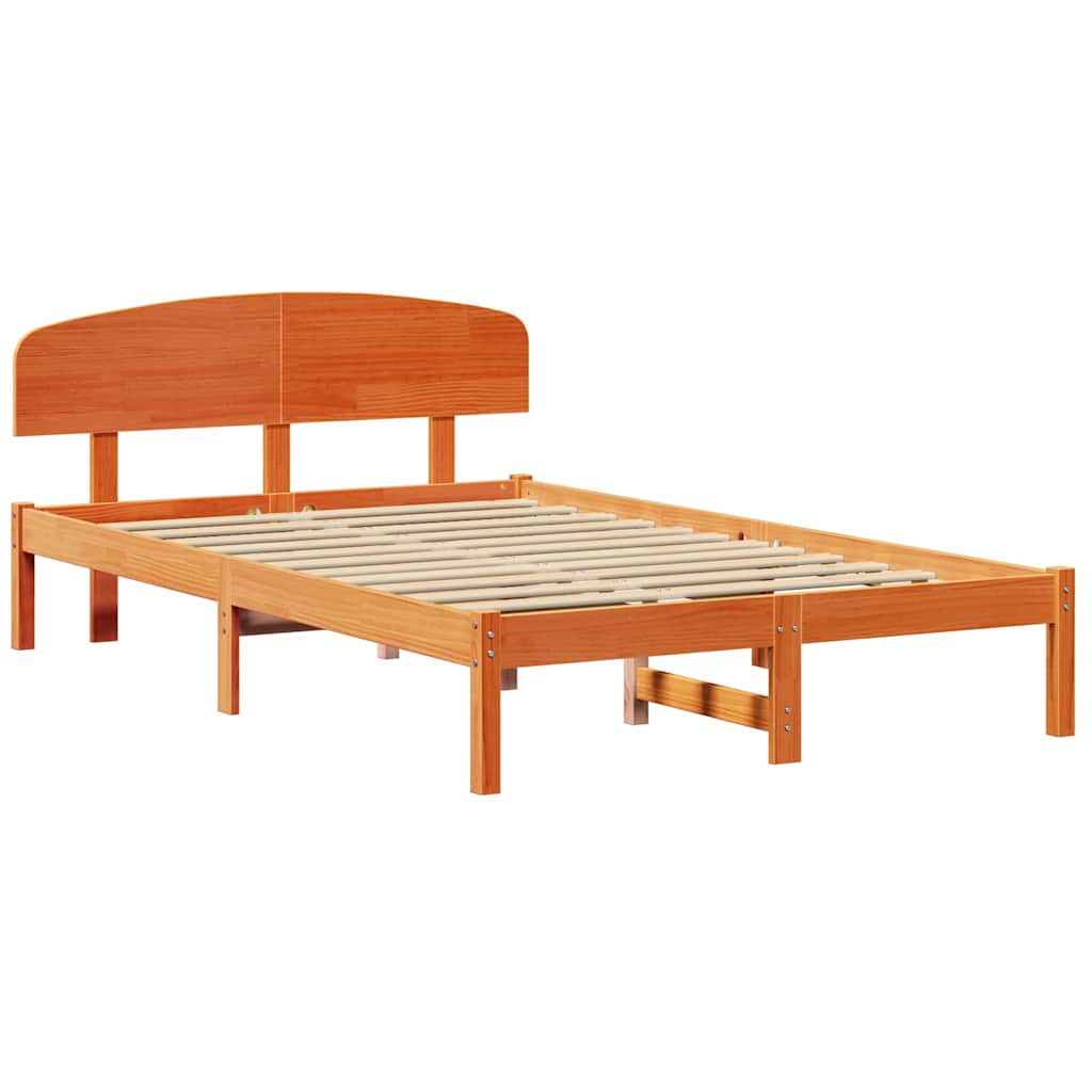 Ágykeret fejtámlával Faggyú barna 135 x 190 cm Tömör fenyőfa