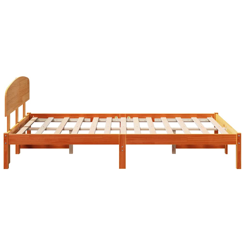 Ágykeret fejtámlával Faggyú barna 135 x 190 cm Tömör fenyőfa