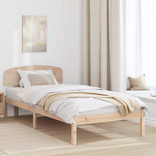 Ágykeret fejtámlával Természetes 90 x 200 cm Tömör fenyőfa