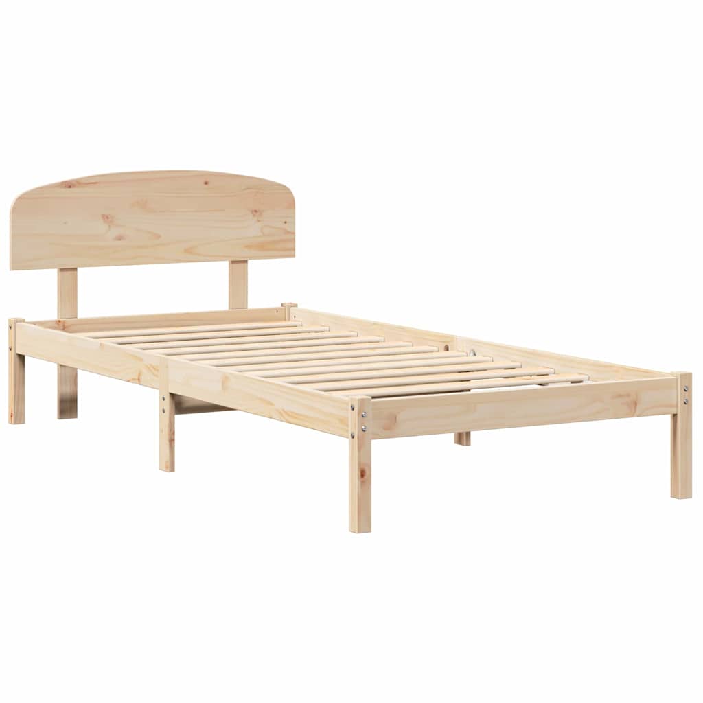 Ágykeret fejtámlával Természetes 90 x 200 cm Tömör fenyőfa