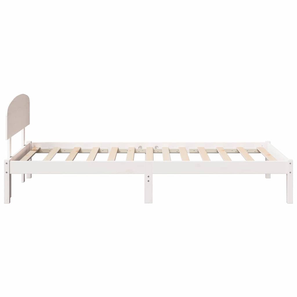 Ágykeret fejtámlával Fehér 90 x 200 cm Tömör fenyőfa