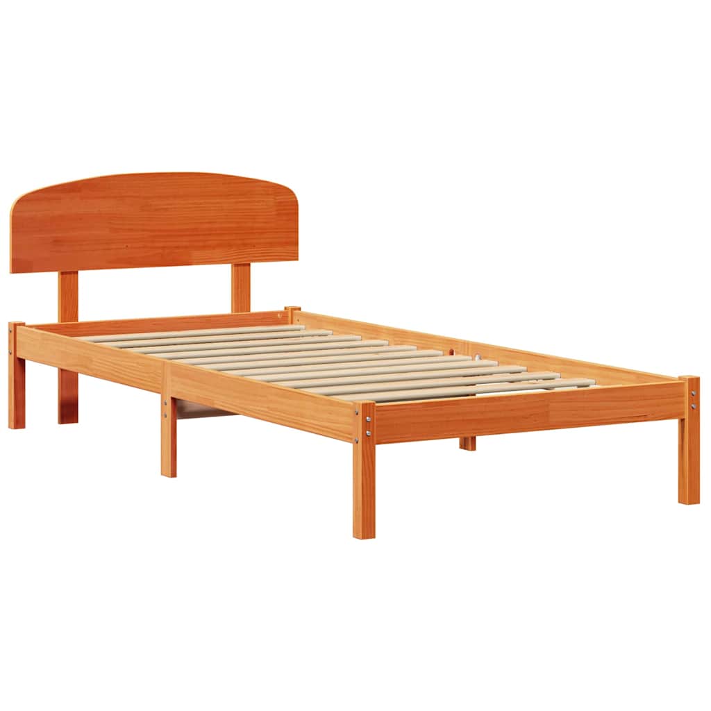 Ágykeret fejtámlával Faggyú barna 90 x 200 cm Tömör fenyőfa