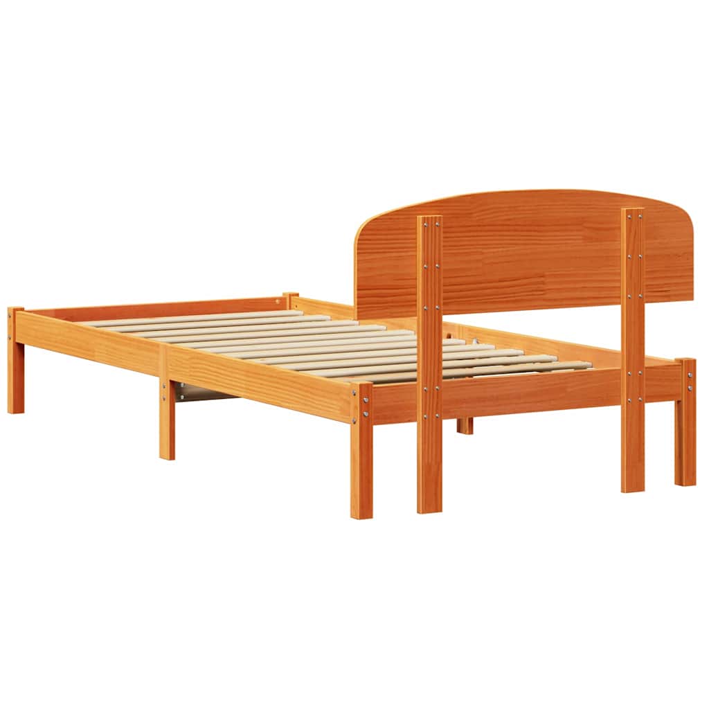 Ágykeret fejtámlával Faggyú barna 90 x 200 cm Tömör fenyőfa