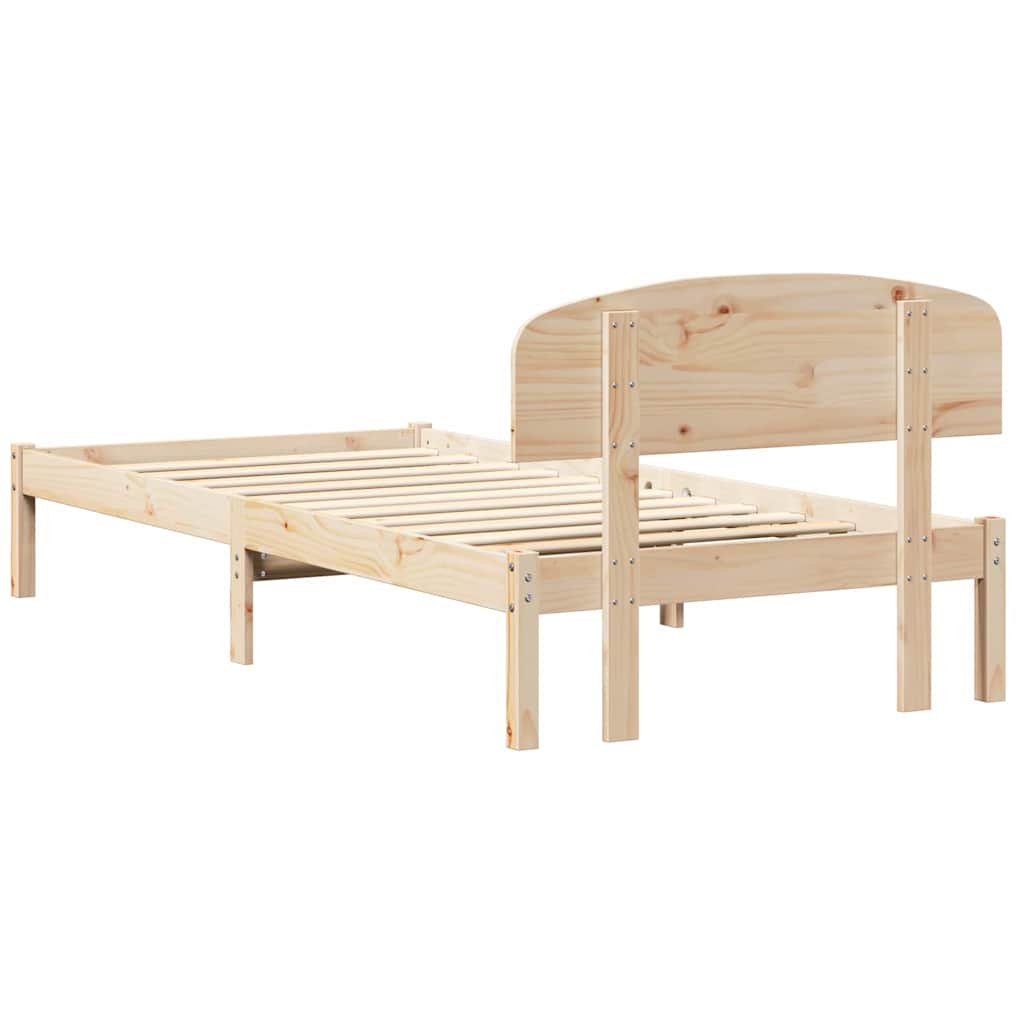 Ágykeret fejtámlával Természetes 80 x 200 cm Tömör fenyőfa