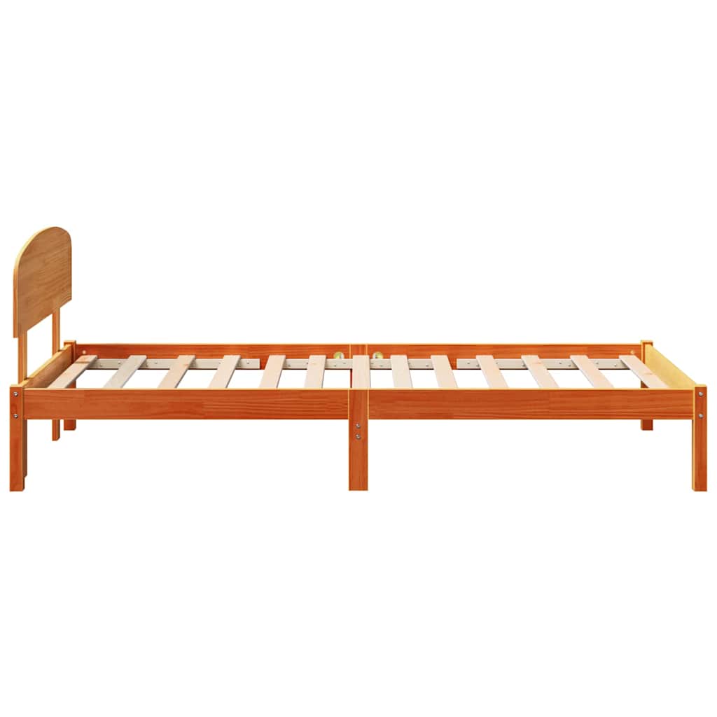 Ágykeret fejtámlával Faggyú barna 90 x 190 cm Tömör fenyőfa