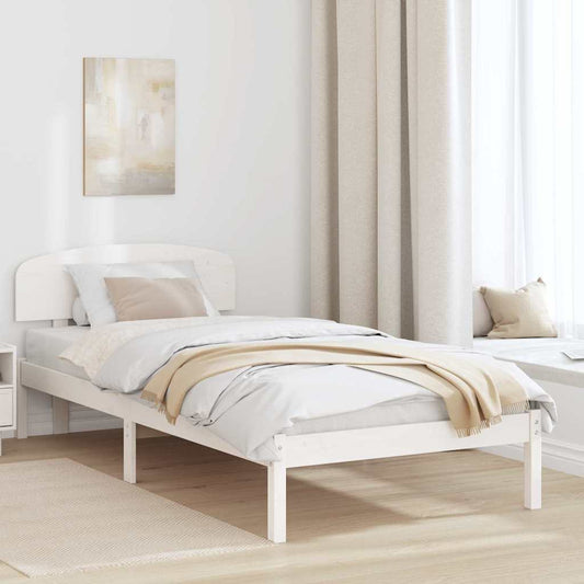 Ágykeret fejtámlával Fehér 75 x 190 cm Tömör fenyőfa