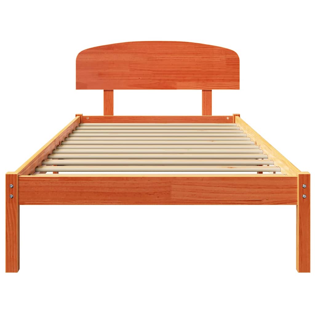 Ágykeret fejtámlával Faggyú barna 75 x 190 cm Tömör fenyőfa