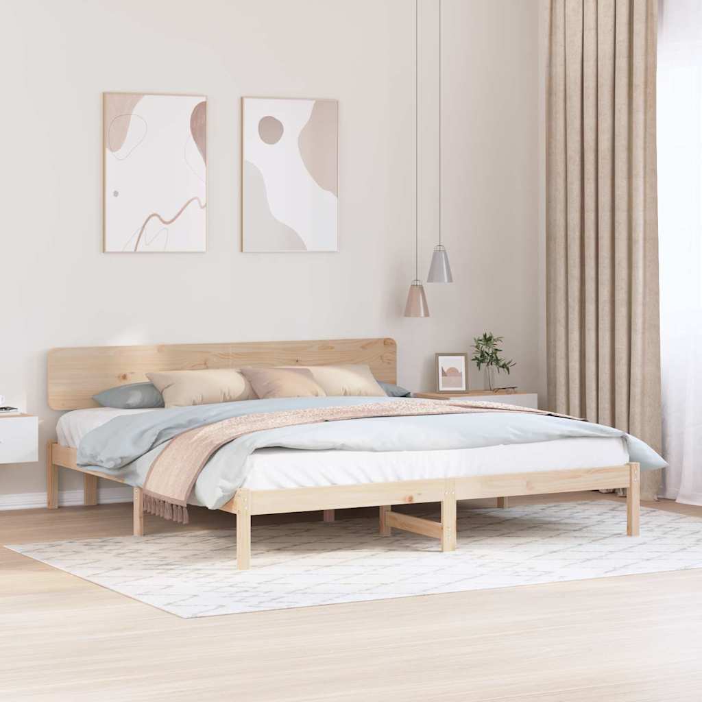 Ágykeret fejtámlával Természetes 180 x 200 cm Tömör fenyőfa