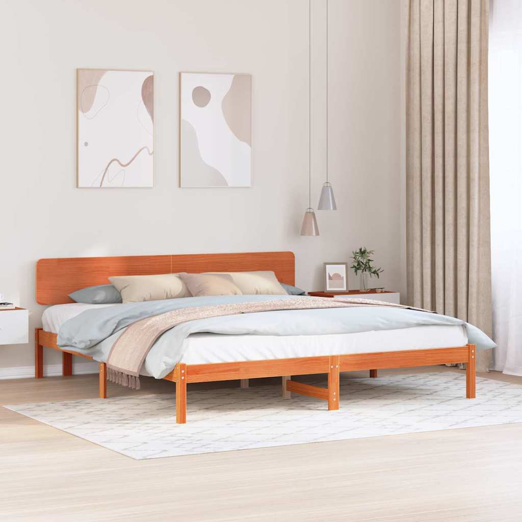 Ágykeret fejtámlával Faggyú barna 180 x 200 cm Tömör fenyőfa