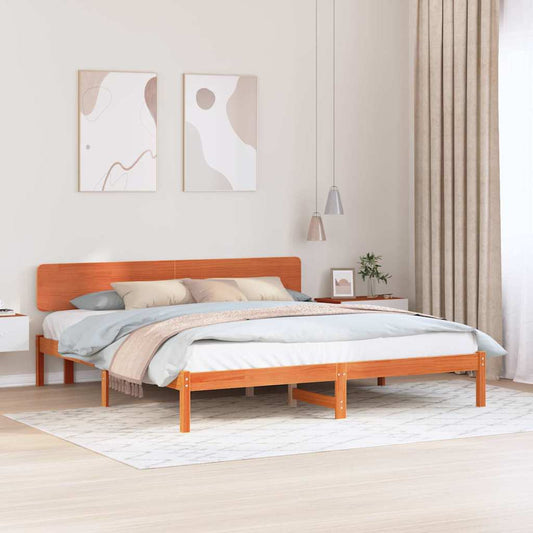 Ágykeret fejtámlával Faggyú barna 180 x 200 cm Tömör fenyőfa