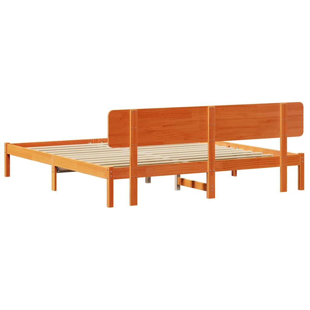 Ágykeret fejtámlával Faggyú barna 180 x 200 cm Tömör fenyőfa