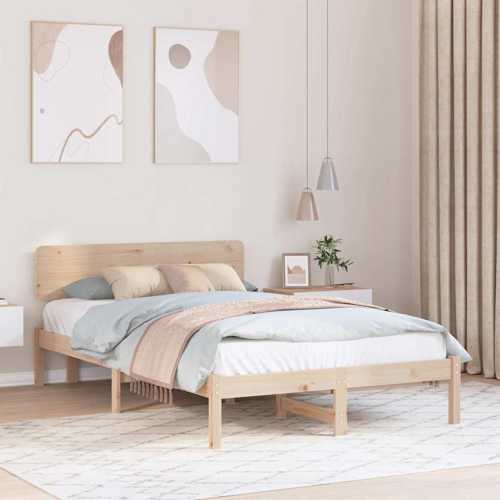 Ágykeret fejtámlával Természetes 120 x 200 cm Tömör fenyőfa
