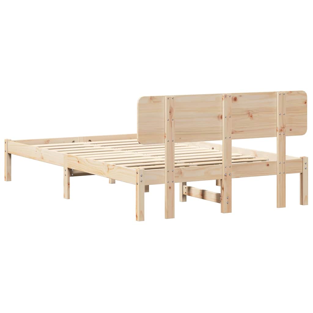 Ágykeret fejtámlával Természetes 120 x 200 cm Tömör fenyőfa
