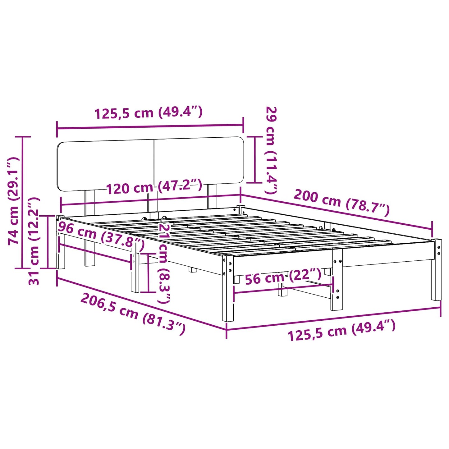 Ágykeret fejtámlával Faggyú barna 120 x 200 cm Tömör fenyőfa
