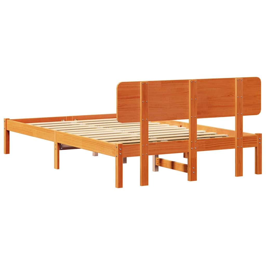 Ágykeret fejtámlával Faggyú barna 135 x 190 cm Tömör fenyőfa