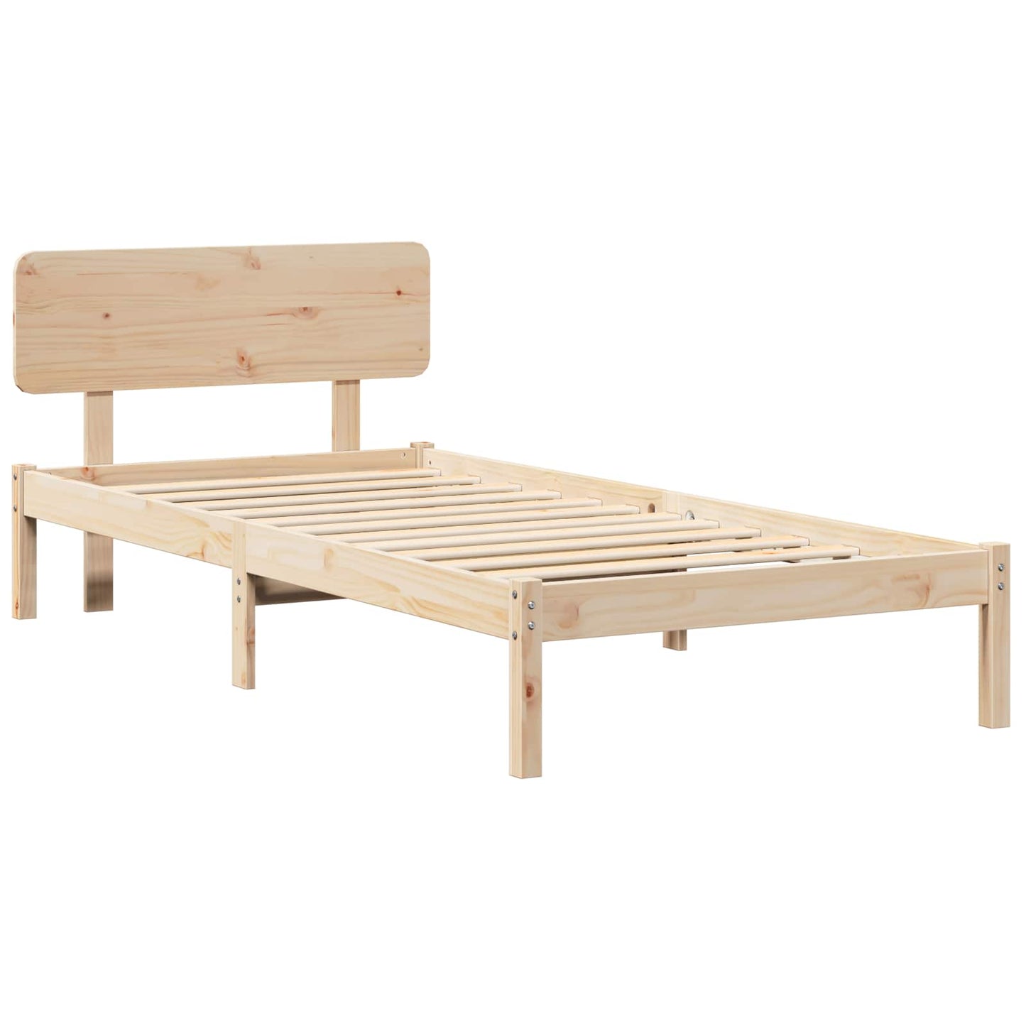Ágykeret fejtámlával Természetes 100 x 200 cm Tömör fenyőfa
