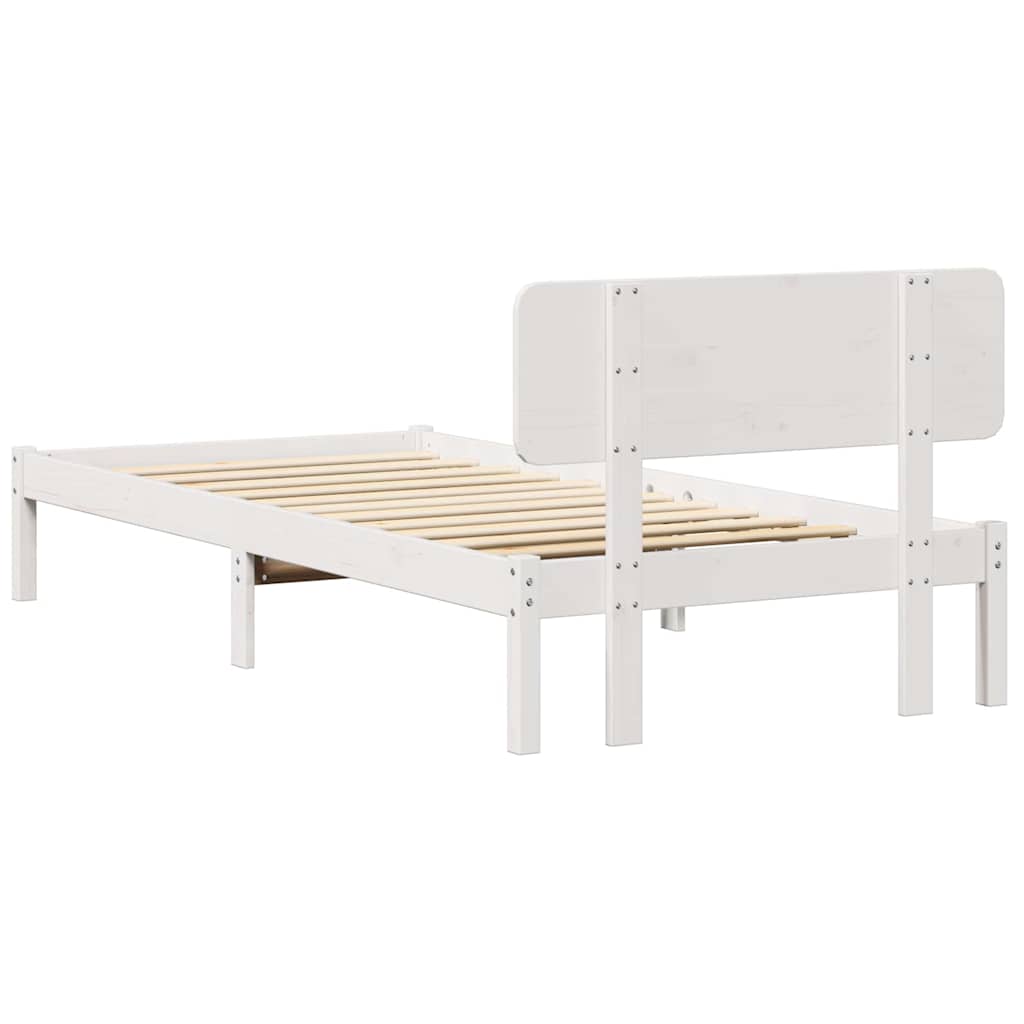 Ágykeret fejtámlával Fehér 100 x 200 cm Tömör fenyőfa
