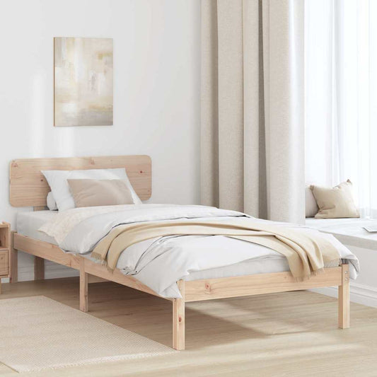 Ágykeret fejtámlával Természetes 90 x 200 cm Tömör fenyőfa