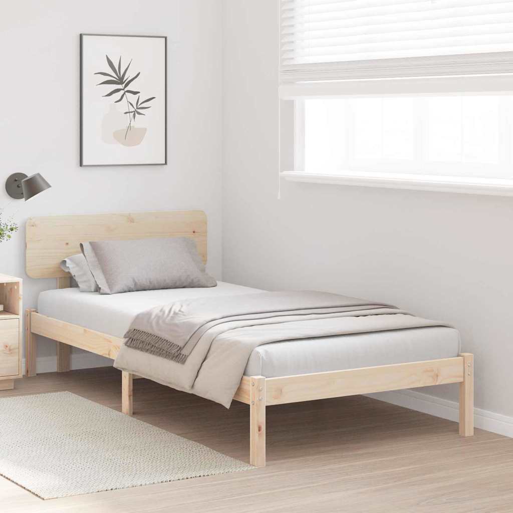 Ágykeret fejtámlával Természetes 90 x 200 cm Tömör fenyőfa