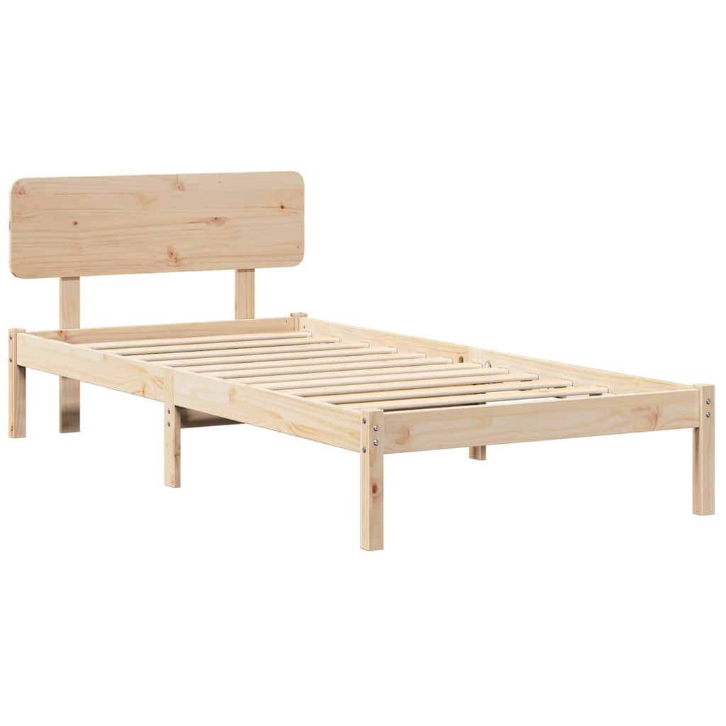 Ágykeret fejtámlával Természetes 90 x 200 cm Tömör fenyőfa